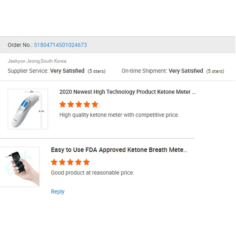 Amazon Venta caliente Dropshipping EEK Medidor de probador de cetona CE Monitor de cetosis Medidor de cetona del aliento