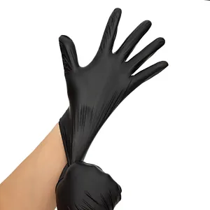 Black disposable safety vinyl pvc nitrile blend powder free examination gloves