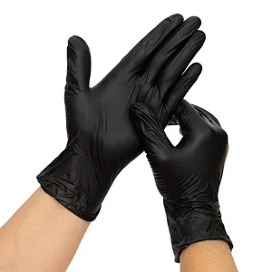 Black disposable safety vinyl pvc nitrile blend powder free examination gloves