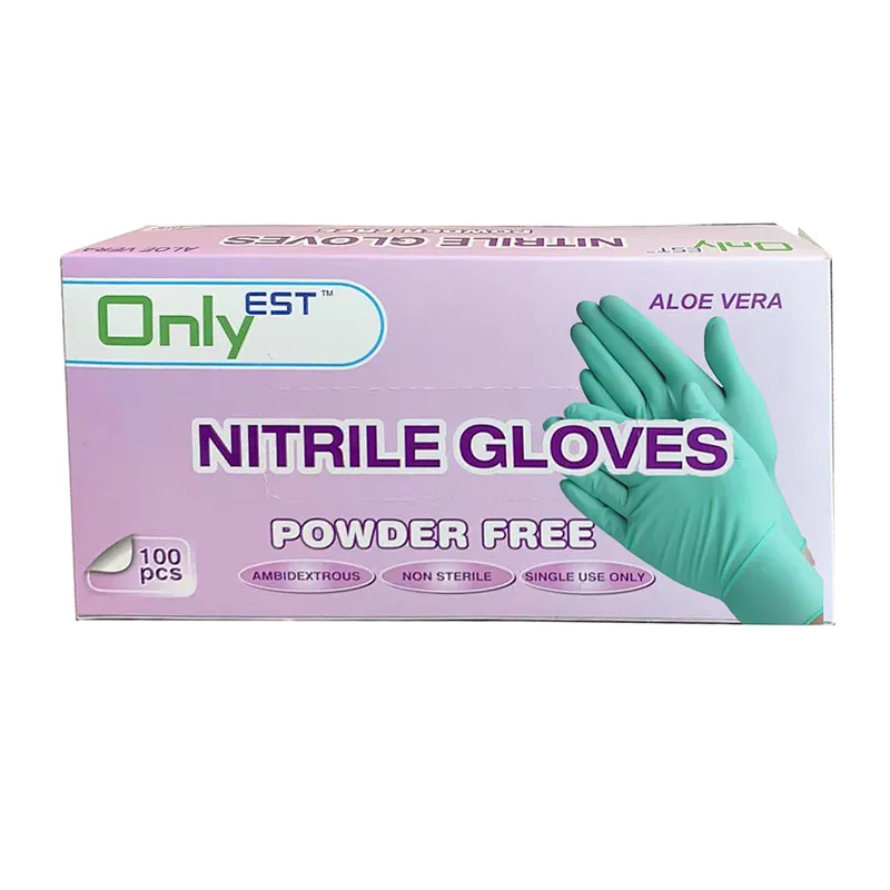 Wholesale Green Nitrile Aloe vera Gloves