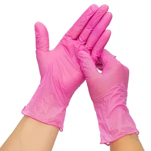 Pink disposable safety nitrile vinyl blend examination working powder free gloves