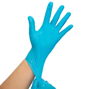 Blue disposable  nitrile vinyl blend examination working powder free gloves