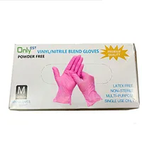 Pink disposable safety nitrile vinyl blend examination working powder free gloves