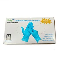 Blue disposable  nitrile vinyl blend examination working powder free gloves