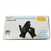 Black disposable safety vinyl pvc nitrile blend powder free examination gloves