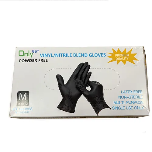 Black disposable safety vinyl pvc nitrile blend powder free examination gloves