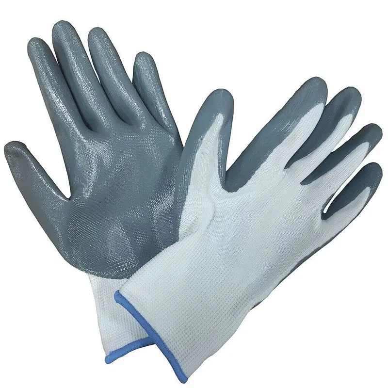 Factory Industrial Glove Polyester Shell With Nitrile Coated