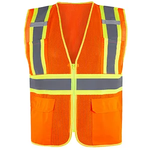 Safety Vest With Transparent ID Pocket Design&4 High Visibility Reflective Tapes