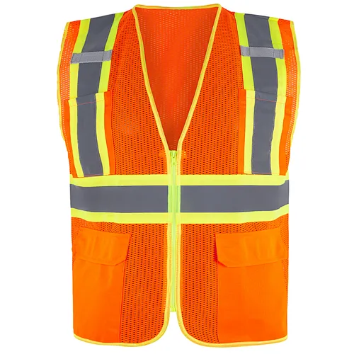 Safety Vest With Transparent ID Pocket Design&4 High Visibility Reflective Tapes
