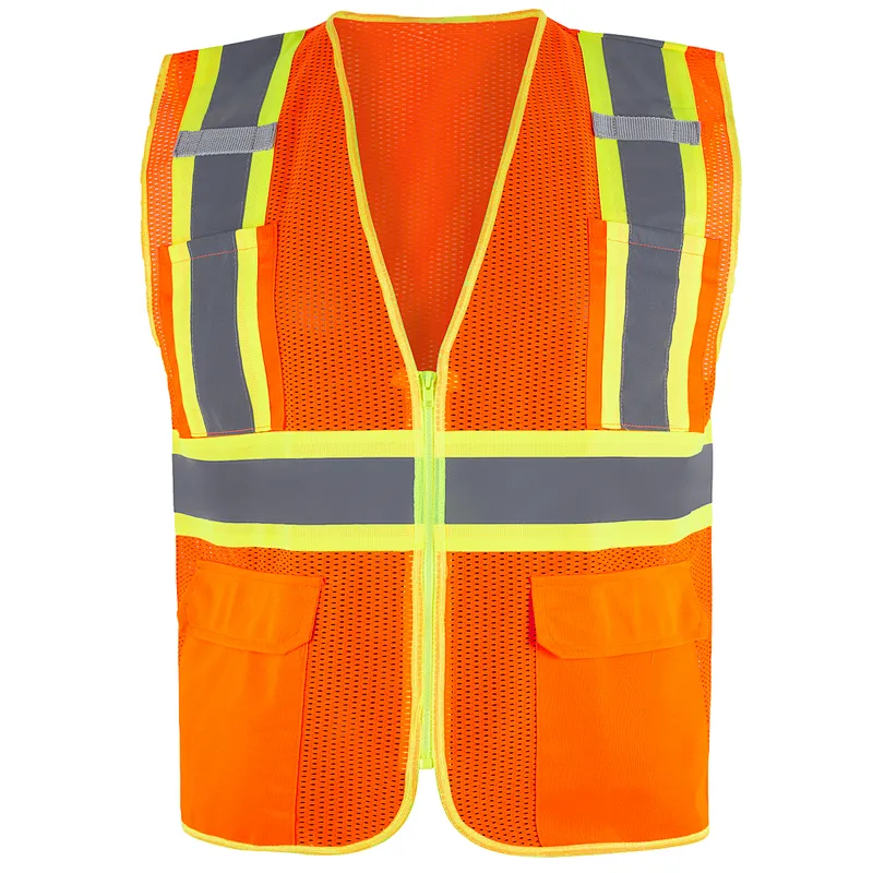Safety Vest With Transparent ID Pocket Design&4 High Visibility Reflective Tapes