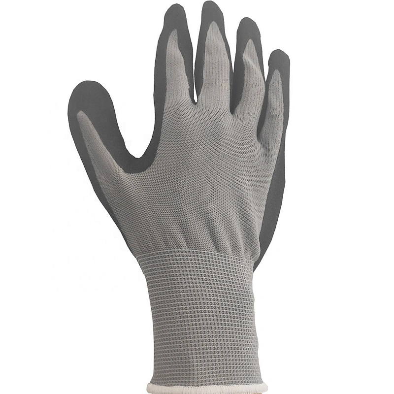 Machine Black 13G Polyester Shell Nitrile Coated Sandy Finish Working Gloves