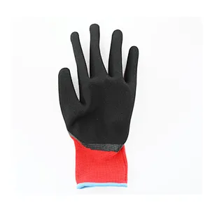 Safety Working Nylon Garden Gloves Polyester Shell Latex Coated Crinkle Finish