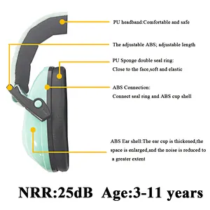 Light Green Custom Logo Adjustable Safety Soundproof Earmuff For Baby