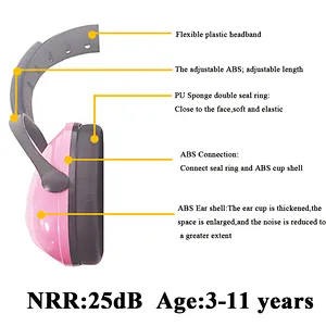 Pink Custom Logo Adjustable Safety Soundproof Earmuff For Baby