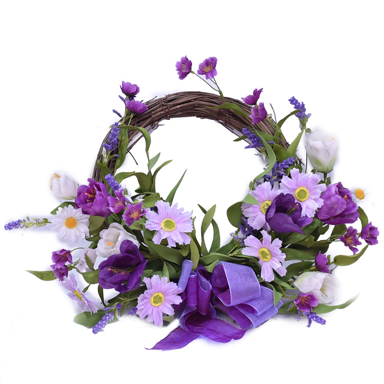 Ornamental Personalized Spring Flower Real Touch Half Wreath Daisy Wreath with Tulip Wreath