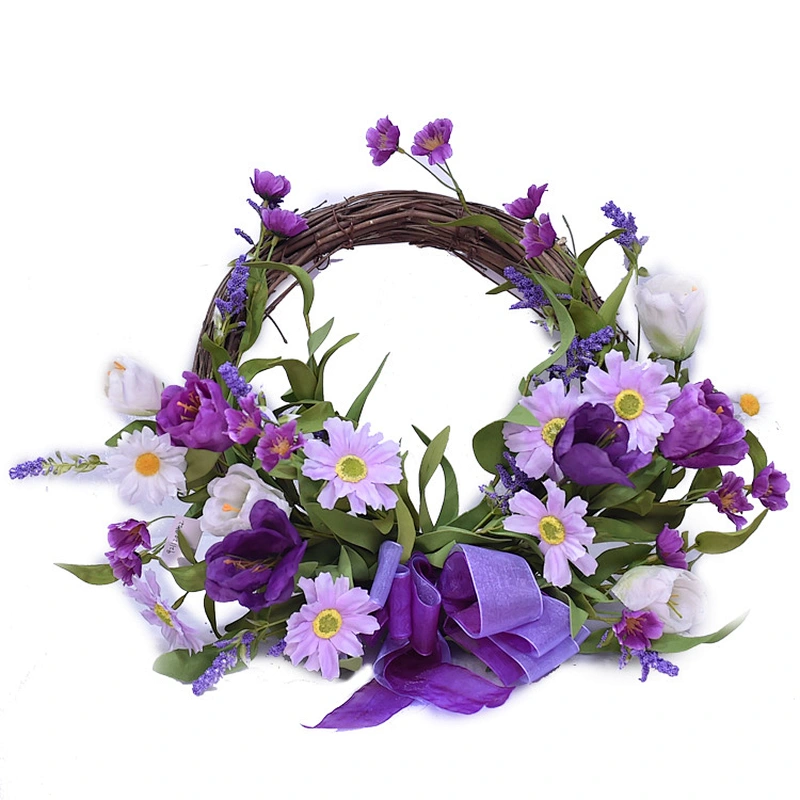 Ornamental Personalized Spring Flower Real Touch Half Wreath Daisy Wreath with Tulip Wreath