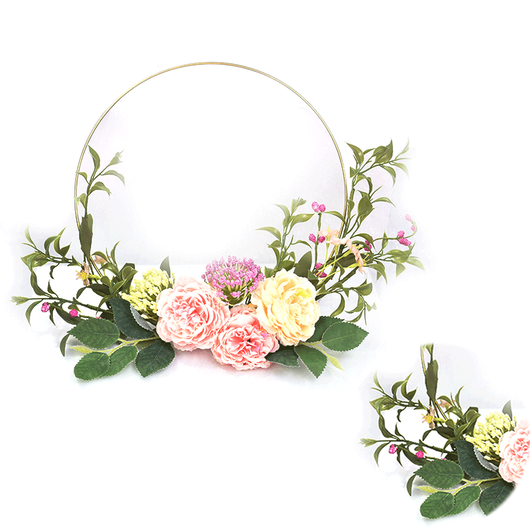 New Design Luxury decoration Hand wrapped Peony wreath Real Touch colorful artifical plant wreath