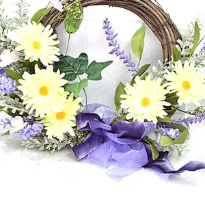 New Design Hand Wrapped Spring Floral Lavender Wreath artificial decorative half wreaths