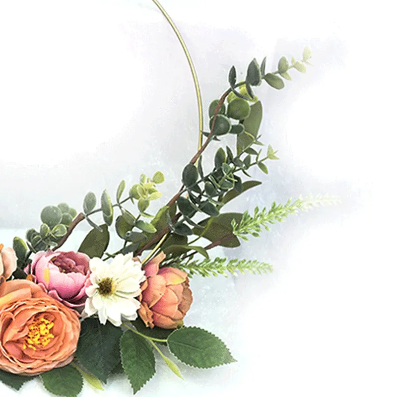 personalized Luxury spring Peony frame wreaths artificial decorative half wreaths on sale