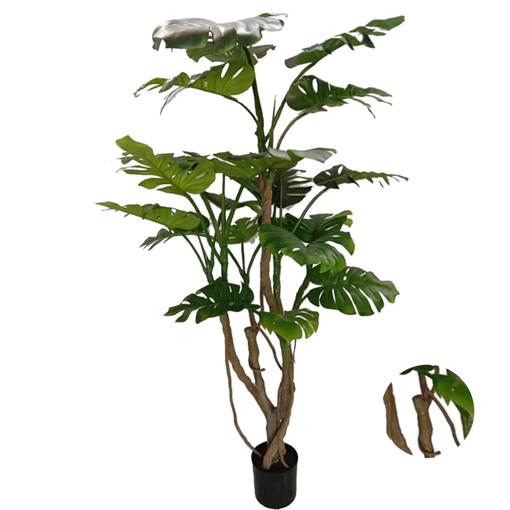 Manufacture Christmas Variegated Artificial Monstera Leaves Beautiful Quality Monstera Plant Tree