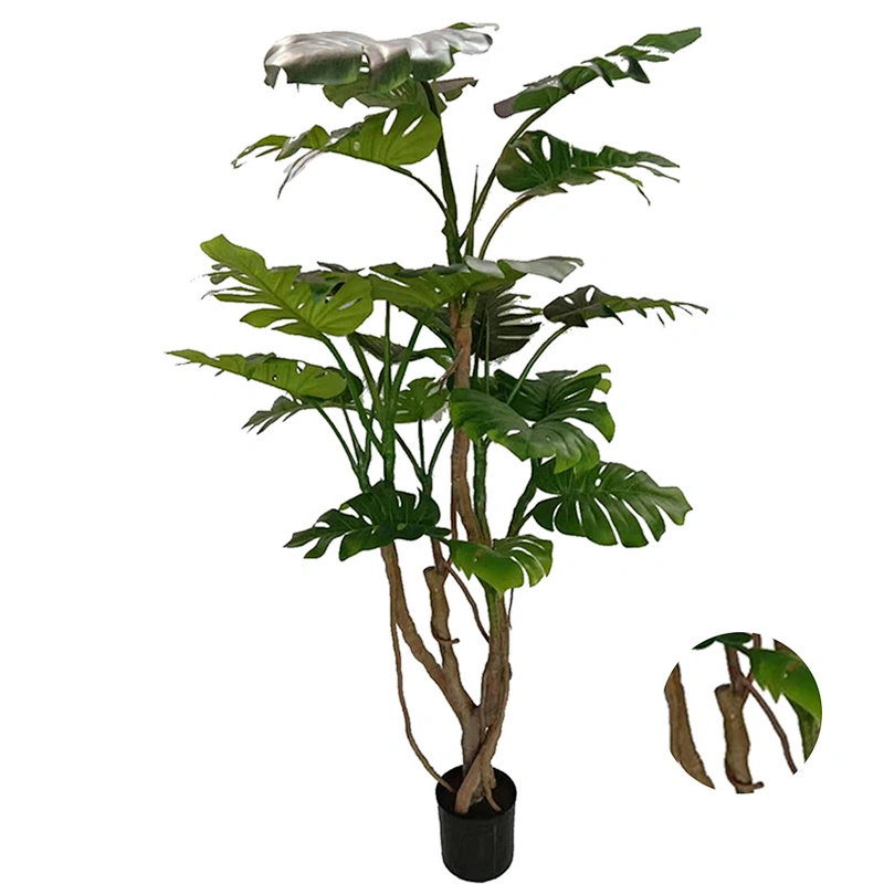 Manufacture Christmas Variegated Artificial Monstera Leaves Beautiful Quality Monstera Plant Tree