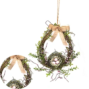 Hand Wrapped Spring Floral Egg Wreath Decoration Easter Candle Ring Wreath For Sale