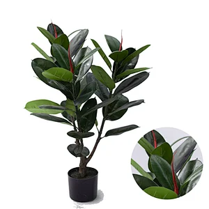 Most Popular Factory Supply fabric artificial rubber tree leaves artificial greenery rubber plant