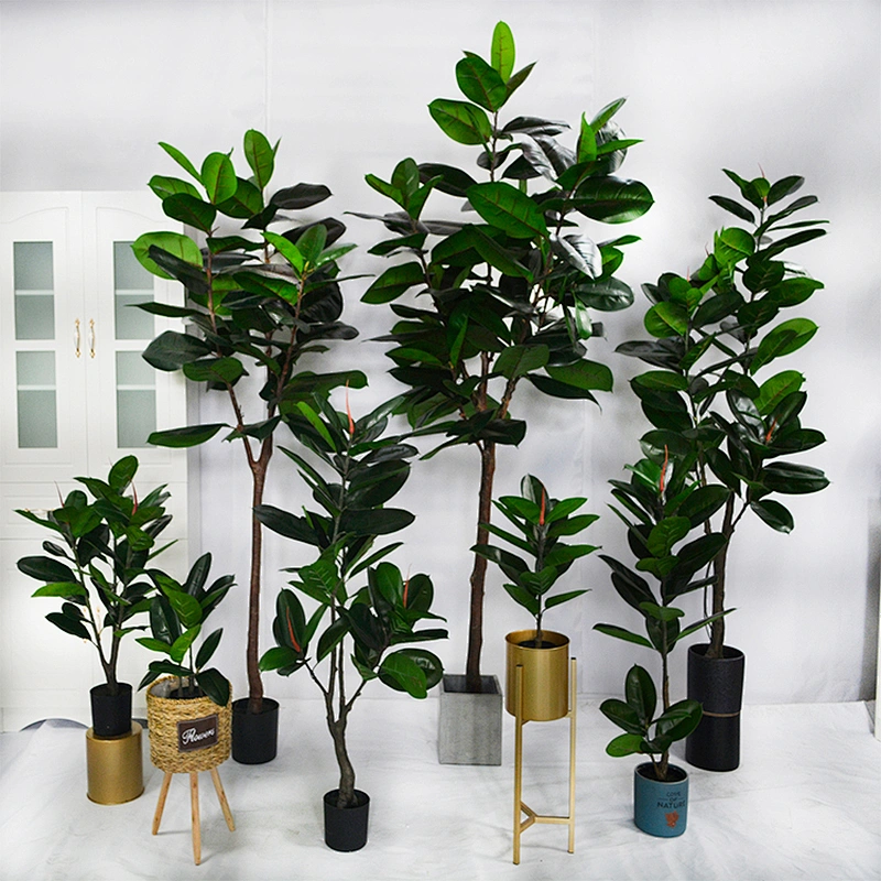 wholesale new design artificial rubber plant artificial big rubber trees for hotel