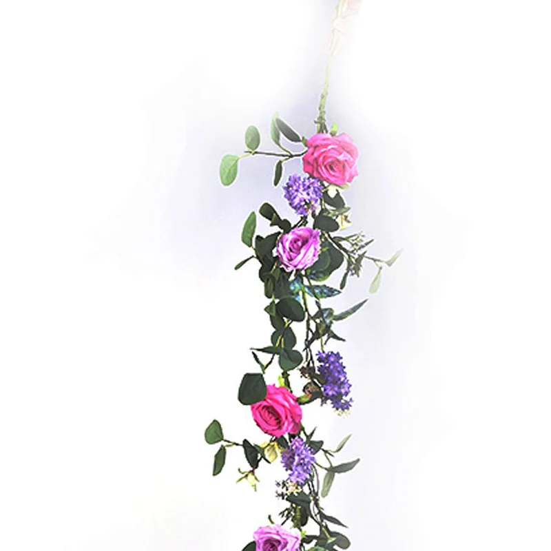 Arts And Crafts Hand wrapped Garland home decoration plant Garland Rose with Silver Dollar Garland