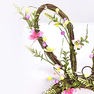Artificial Plant Twig Bunny Decorative Wreath Easter Bunny Wreath With Wild Flower