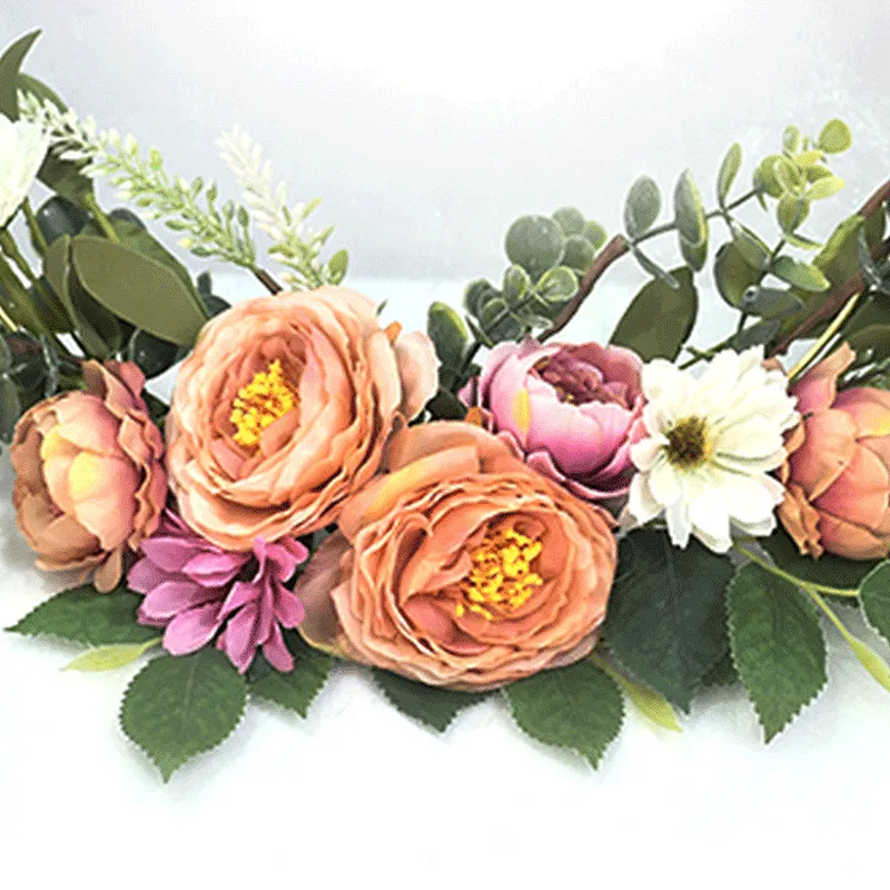 personalized Luxury spring Peony frame wreaths artificial decorative half wreaths on sale