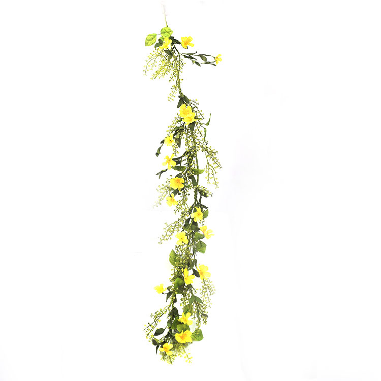 home decoration Soft Yellow Dogwood Garland artificial spring Floral Dogwood with fern Garland
