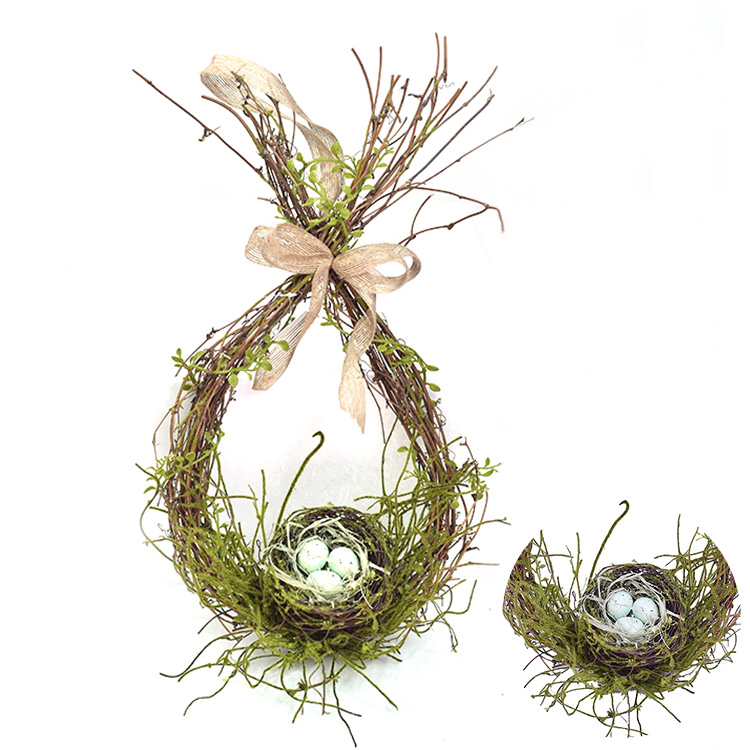 New Design Spring Floral Egg Wreath Decoration Easter Decorative Artifical Plant Wreath On Sale