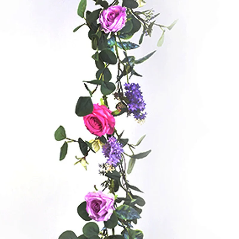 Arts And Crafts Hand wrapped Garland home decoration plant Garland Rose with Silver Dollar Garland