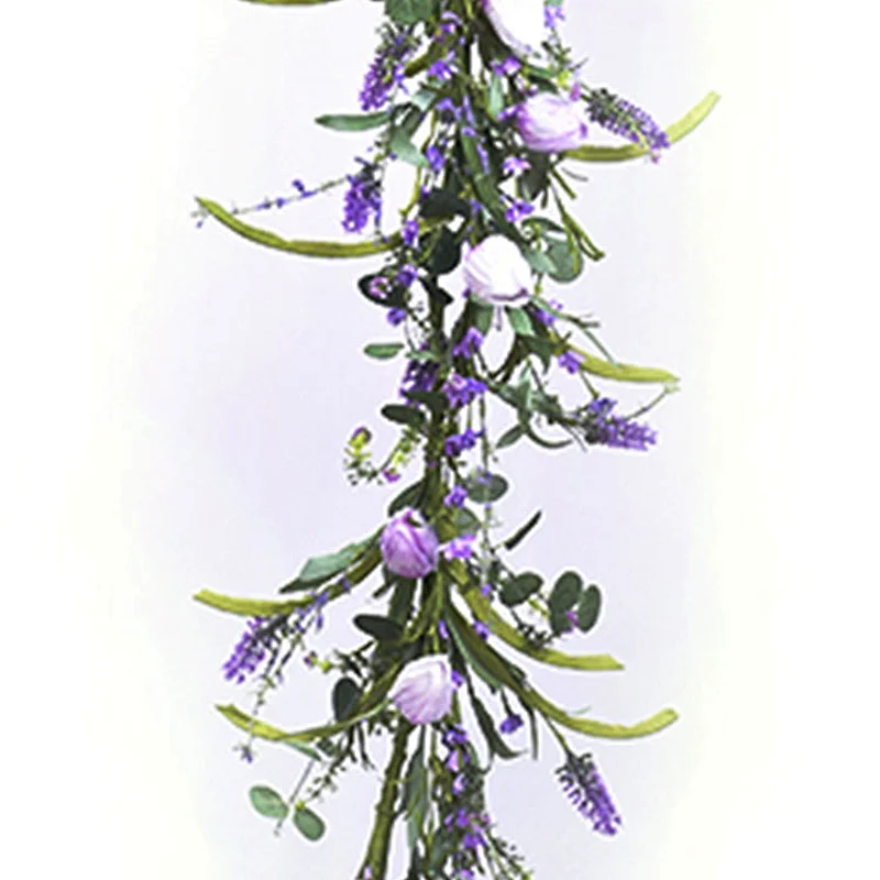 Hand Wrapped decoration simulation Garland Handy Carfts Tulip with Lavender Garland