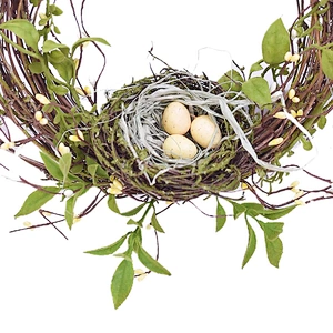 Artificial Easter Candle Ring Wreath Spring Floral Decorative Egg With Berry Wreath