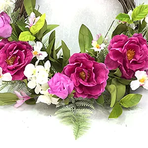 New Design Handy Carfts Peony Half Wreath Hand Wrapped decoration simulation wreaths