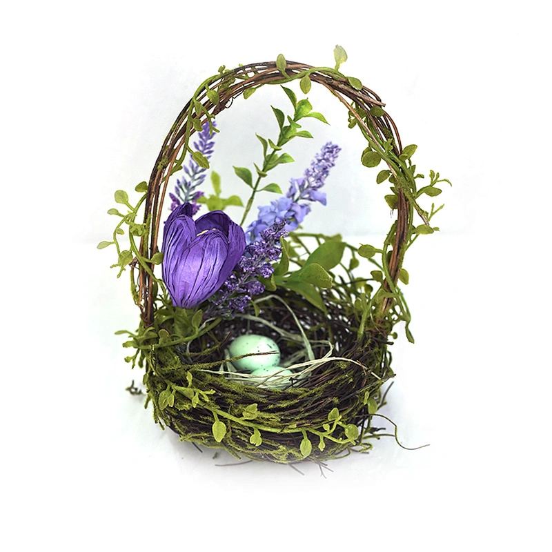 Real Touch Decorative Easter Bird Nest Tulip Basket Decorative Flower Bird Nest For Sale