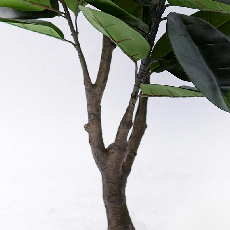 Foliace Plastic Fabric Evergreen Large Rubber Tree Leaves Decorative Rubber Tree Artificial Tree For Weddings