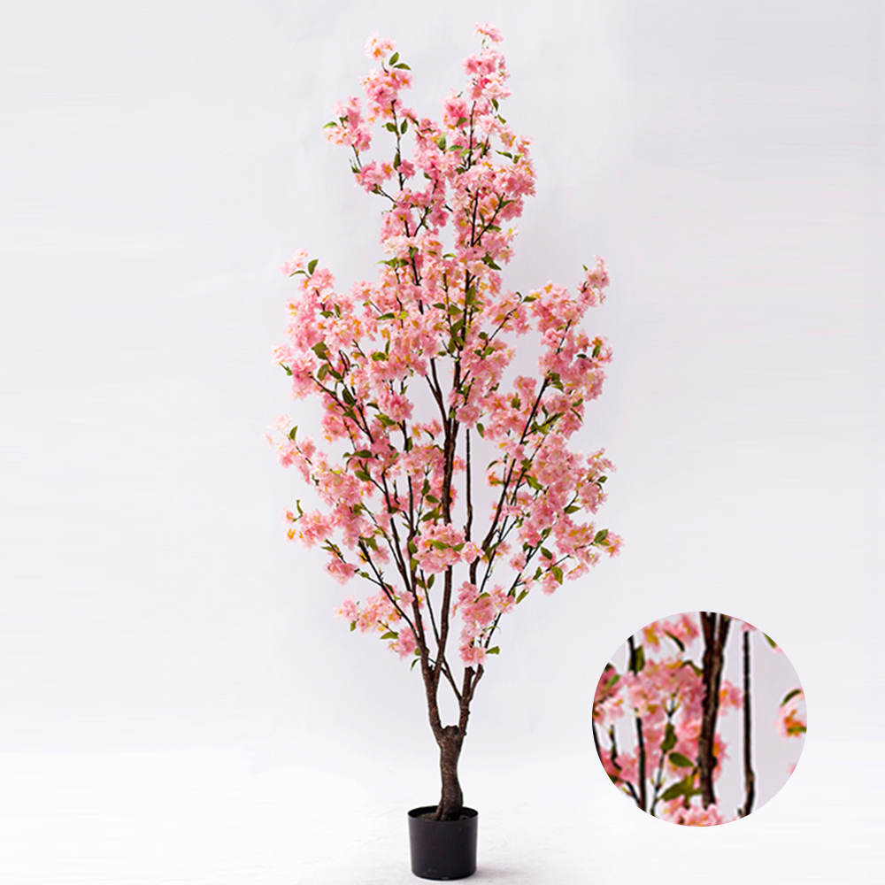 Wedding Home Red Cherry Blossom Tree Decorative Preserved Bonsai Cherry Blossom Tree