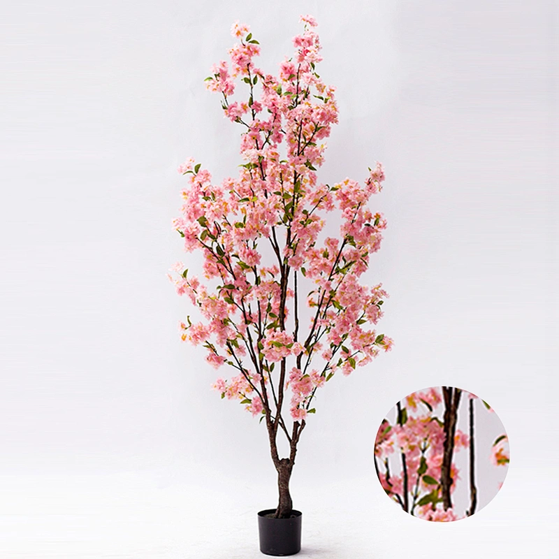 Wedding Home Red Cherry Blossom Tree Decorative Preserved Bonsai Cherry Blossom Tree