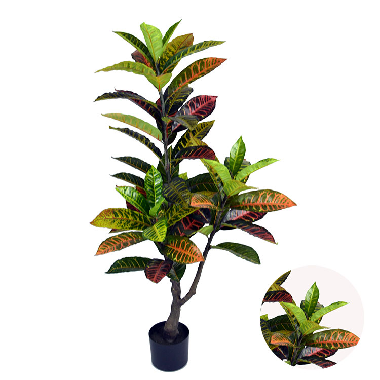 New Design Garden croton artificial leaves colored foliage tree plastic colored foliage for sale