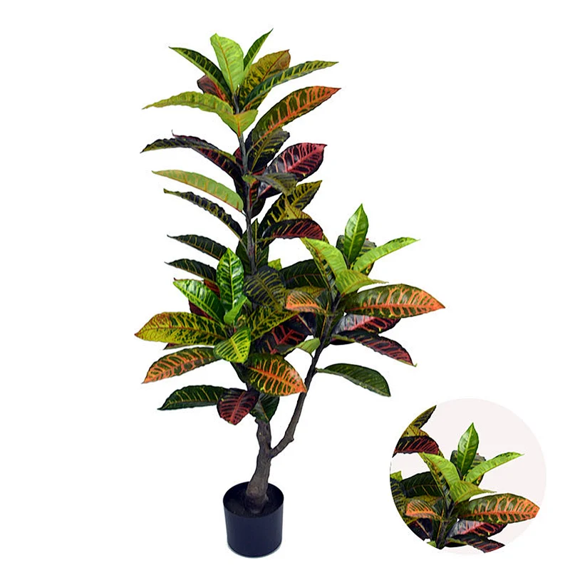 New Design Garden croton artificial leaves colored foliage tree plastic colored foliage for sale