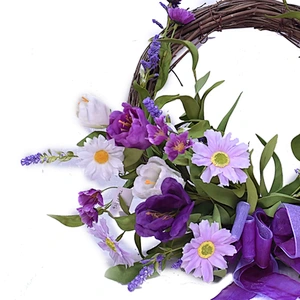 Ornamental Personalized Spring Flower Real Touch Half Wreath Daisy Wreath with Tulip Wreath