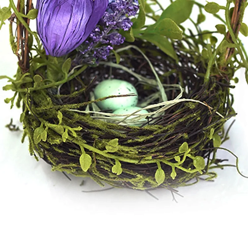 Made In China Artificial Decorative Bird Nest Easter Craft Egg With Tulip Bird Nest