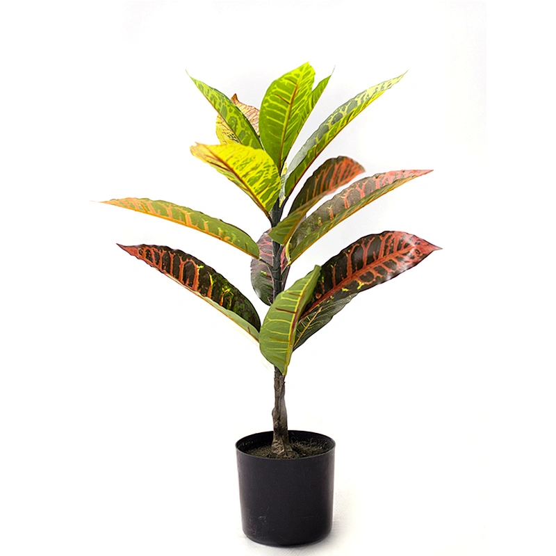 Factory Supply Ornamental Wholesale Artificial Plant Tree Colored Foliage Artificial Croton Leaves Plants For Sale