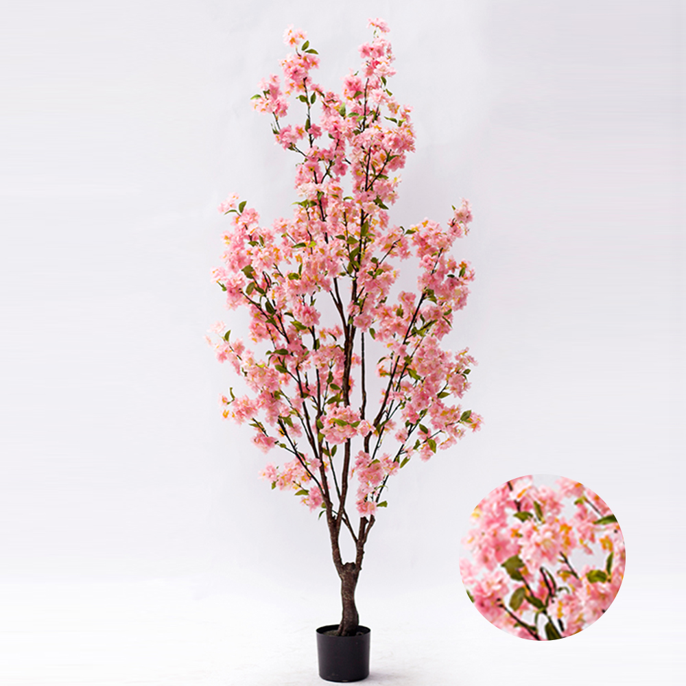 Popular Wholesale Artificial Silk Cherry Blossom Tree Customer Indoor Cherry Blossom Tree