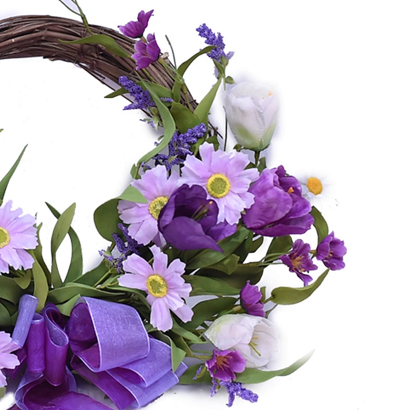 Ornamental Personalized Spring Flower Real Touch Half Wreath Daisy Wreath with Tulip Wreath