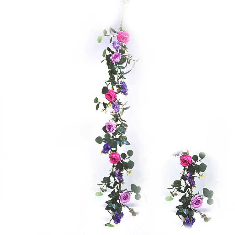 Arts And Crafts Hand wrapped Garland home decoration plant Garland Rose with Silver Dollar Garland