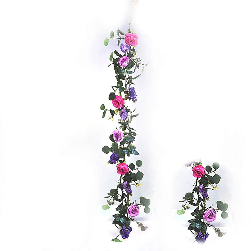 Arts And Crafts Hand wrapped Garland home decoration plant Garland Rose with Silver Dollar Garland